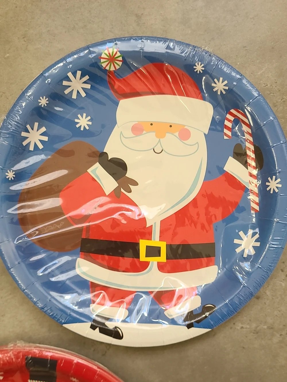 Christmas House NEW Festive Holiday Paper Plates Santa Blue & Snowman Red Set